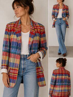 Vintage Butte 70s Boyfriend Blazer in Plaid Size Medium